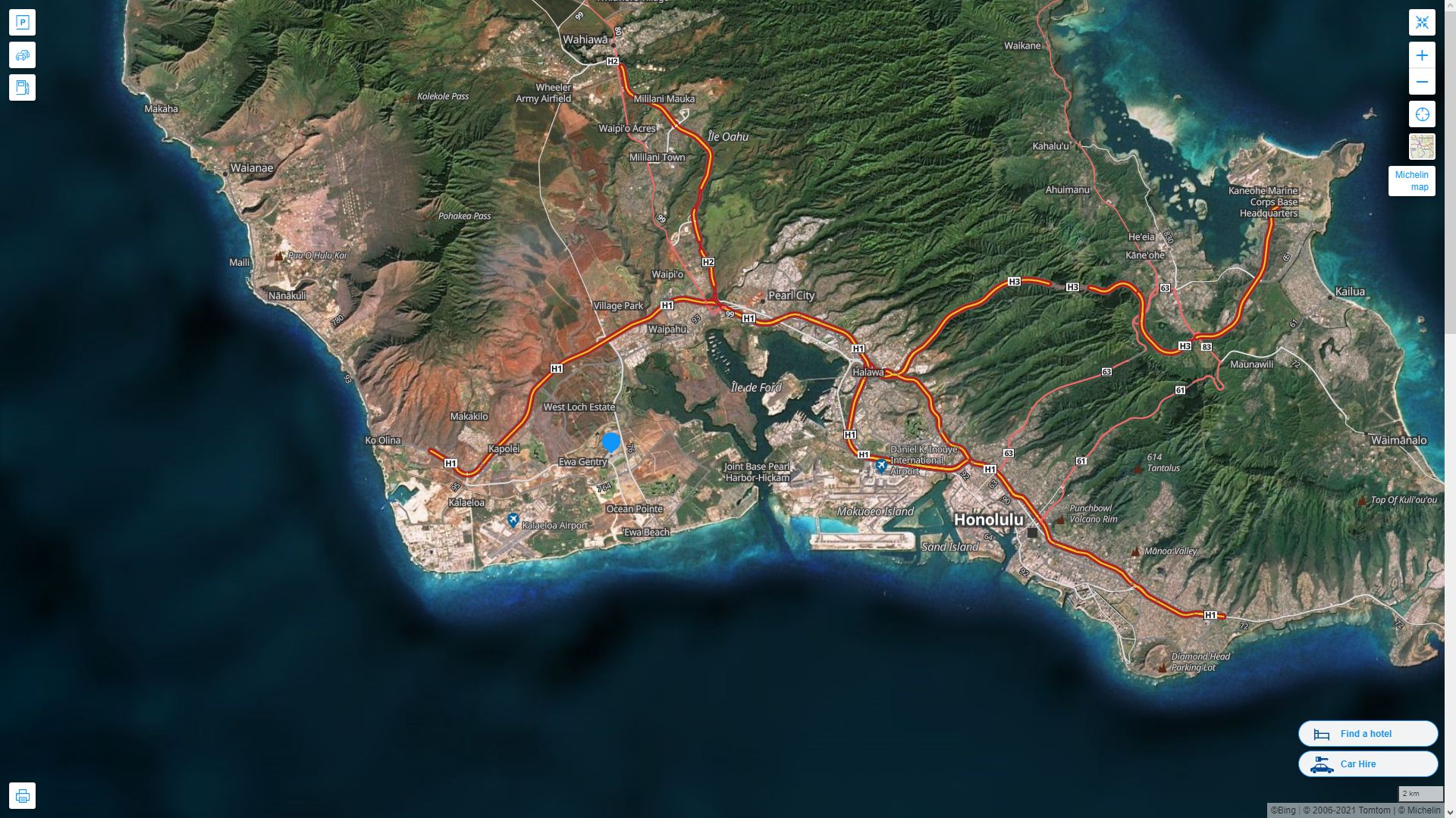 Ewa Gentry Hawaii Highway and Road Map with Satellite View